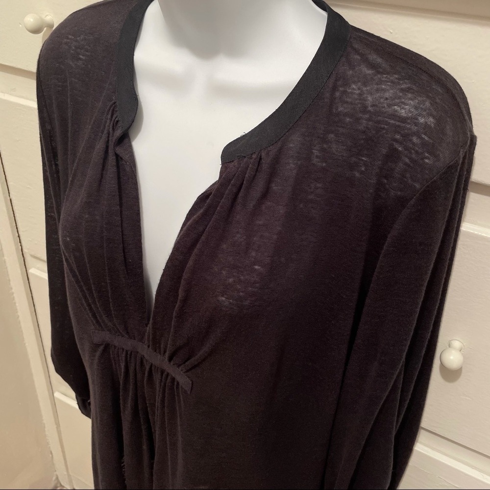 Joie black deep V-neck top with tab sleeves